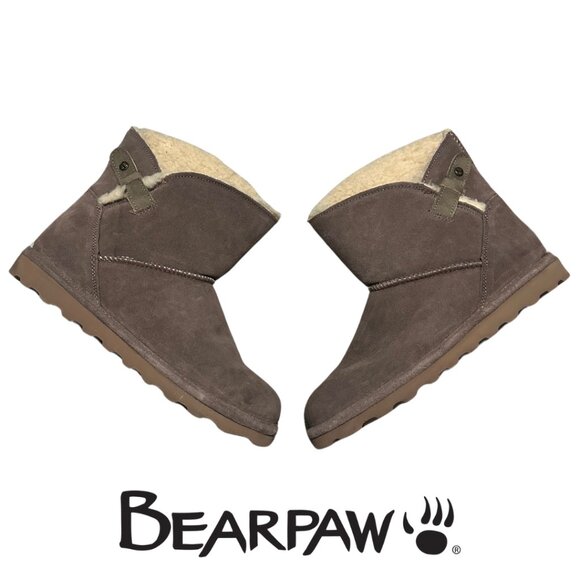 Women's Taupe Brown Strap BearPaw Boots Size 10 - Picture 2 of 13